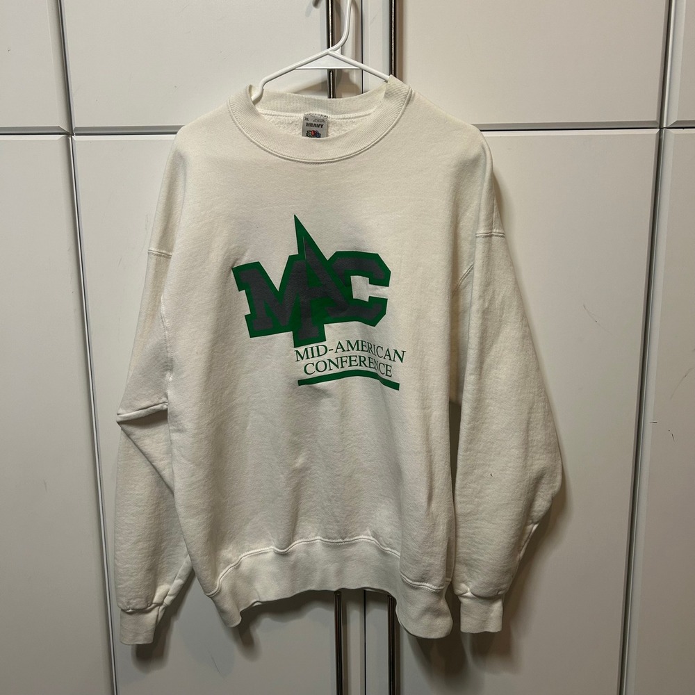 Vintage Fruit of the Loom MAC Mid-American Conference Sweatshirt White XL USA